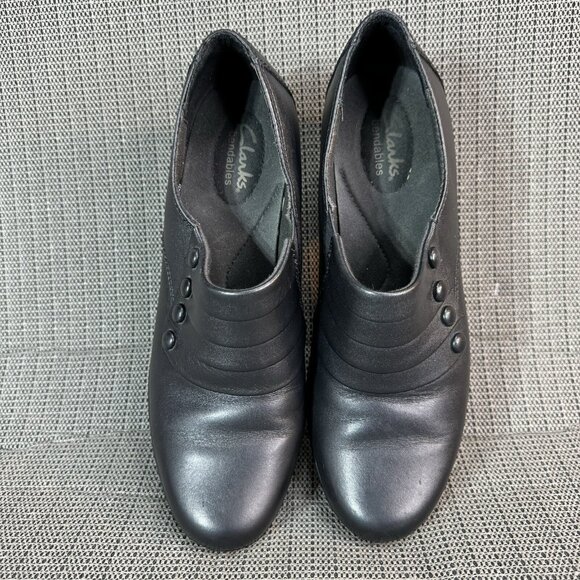 CLARKS Bendables Ingalls Falls Shoe Black Leather Slip On Bootie Boot Size 10M - Picture 3 of 8